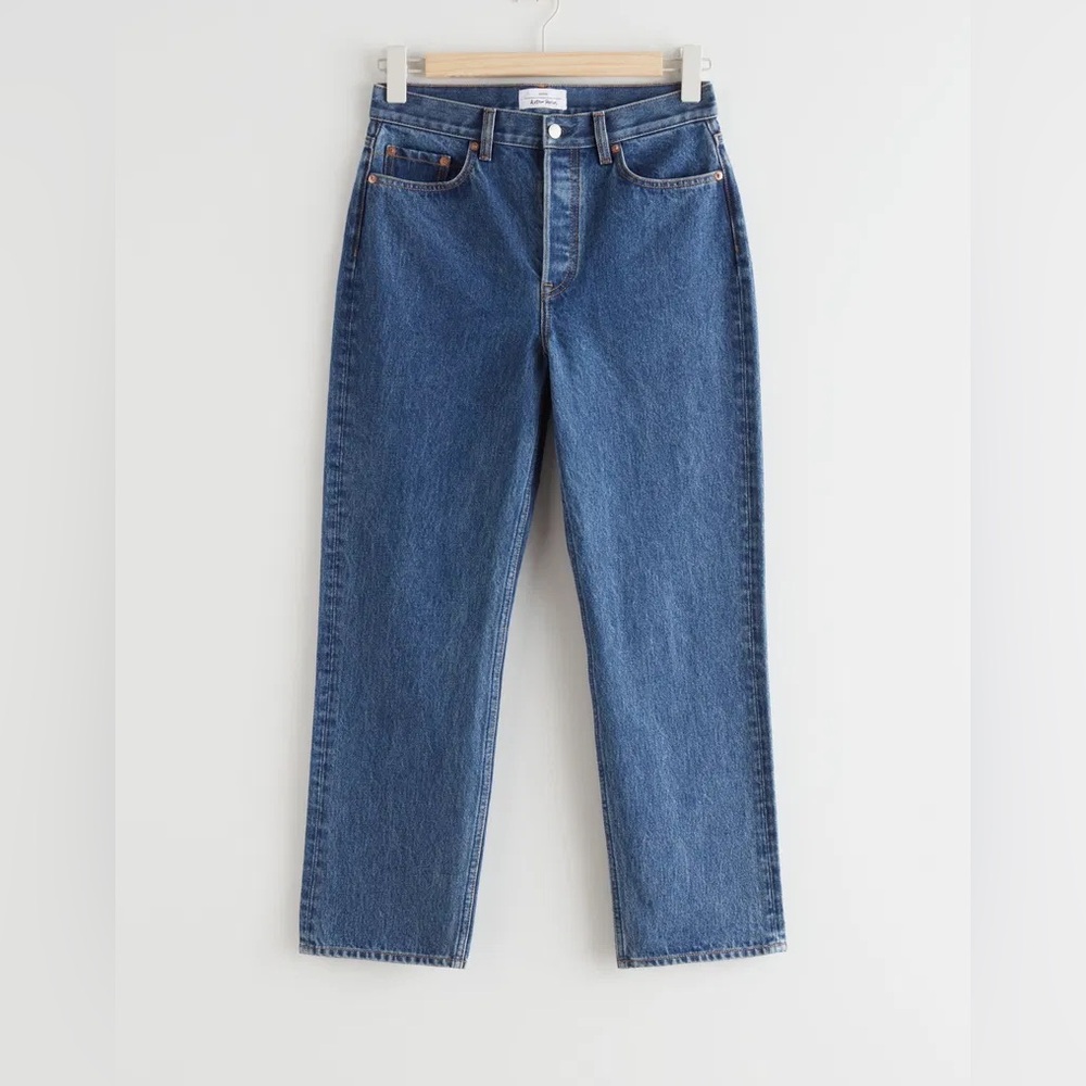 NWT & OTHER STORIES Keeper Cut Cropped Jeans in River Blue 30